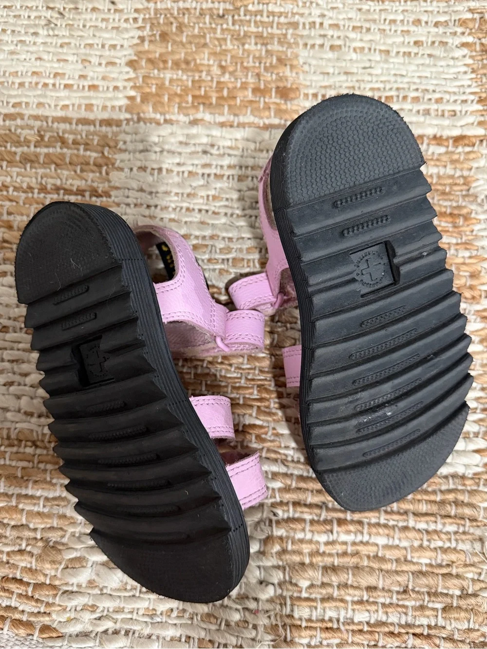 Dr. Martens Kids Light Pink Triple-Strap Sandals with Black Sole